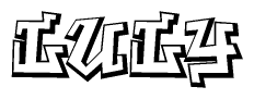 The clipart image depicts the word Luly in a style reminiscent of graffiti. The letters are drawn in a bold, block-like script with sharp angles and a three-dimensional appearance.