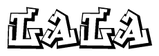 The clipart image depicts the word Lala in a style reminiscent of graffiti. The letters are drawn in a bold, block-like script with sharp angles and a three-dimensional appearance.