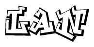 The clipart image features a stylized text in a graffiti font that reads Lan.