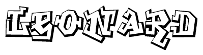 The clipart image depicts the word Leonard in a style reminiscent of graffiti. The letters are drawn in a bold, block-like script with sharp angles and a three-dimensional appearance.