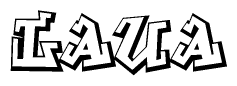 The clipart image features a stylized text in a graffiti font that reads Laua.