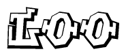 The clipart image depicts the word Loo in a style reminiscent of graffiti. The letters are drawn in a bold, block-like script with sharp angles and a three-dimensional appearance.