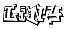 The clipart image depicts the word Liny in a style reminiscent of graffiti. The letters are drawn in a bold, block-like script with sharp angles and a three-dimensional appearance.