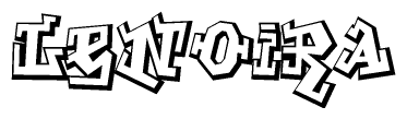 The clipart image depicts the word Lenoira in a style reminiscent of graffiti. The letters are drawn in a bold, block-like script with sharp angles and a three-dimensional appearance.
