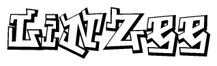 The image is a stylized representation of the letters Linzee designed to mimic the look of graffiti text. The letters are bold and have a three-dimensional appearance, with emphasis on angles and shadowing effects.