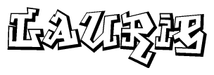 The clipart image depicts the word Laurie in a style reminiscent of graffiti. The letters are drawn in a bold, block-like script with sharp angles and a three-dimensional appearance.