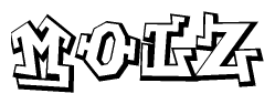 The clipart image features a stylized text in a graffiti font that reads Molz.