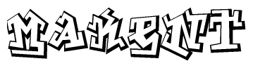 The clipart image depicts the word Makent in a style reminiscent of graffiti. The letters are drawn in a bold, block-like script with sharp angles and a three-dimensional appearance.