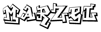 The clipart image depicts the word Marzel in a style reminiscent of graffiti. The letters are drawn in a bold, block-like script with sharp angles and a three-dimensional appearance.