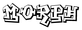 The clipart image depicts the word Morph in a style reminiscent of graffiti. The letters are drawn in a bold, block-like script with sharp angles and a three-dimensional appearance.