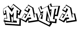 The clipart image features a stylized text in a graffiti font that reads Mana.
