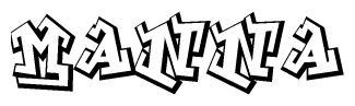 The clipart image features a stylized text in a graffiti font that reads Manna.