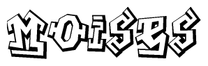 The clipart image depicts the word Moises in a style reminiscent of graffiti. The letters are drawn in a bold, block-like script with sharp angles and a three-dimensional appearance.