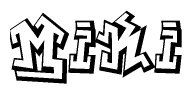 The image is a stylized representation of the letters Miki designed to mimic the look of graffiti text. The letters are bold and have a three-dimensional appearance, with emphasis on angles and shadowing effects.