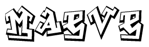 The clipart image depicts the word Maeve in a style reminiscent of graffiti. The letters are drawn in a bold, block-like script with sharp angles and a three-dimensional appearance.
