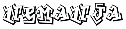 The clipart image features a stylized text in a graffiti font that reads Nemanja.