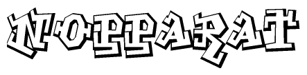 The image is a stylized representation of the letters Nopparat designed to mimic the look of graffiti text. The letters are bold and have a three-dimensional appearance, with emphasis on angles and shadowing effects.