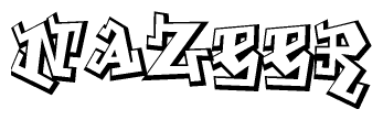 The clipart image features a stylized text in a graffiti font that reads Nazeer.