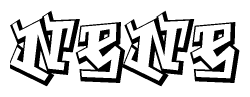 The image is a stylized representation of the letters Nene designed to mimic the look of graffiti text. The letters are bold and have a three-dimensional appearance, with emphasis on angles and shadowing effects.
