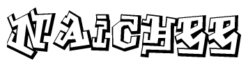 The image is a stylized representation of the letters Naichee designed to mimic the look of graffiti text. The letters are bold and have a three-dimensional appearance, with emphasis on angles and shadowing effects.