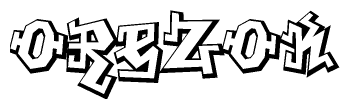 The clipart image depicts the word Orezok in a style reminiscent of graffiti. The letters are drawn in a bold, block-like script with sharp angles and a three-dimensional appearance.