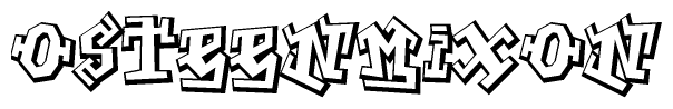 The clipart image depicts the word Osteenmixon in a style reminiscent of graffiti. The letters are drawn in a bold, block-like script with sharp angles and a three-dimensional appearance.