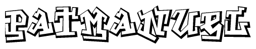 The clipart image depicts the word Patmanuel in a style reminiscent of graffiti. The letters are drawn in a bold, block-like script with sharp angles and a three-dimensional appearance.