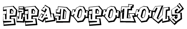 The clipart image depicts the word Pipadopolous in a style reminiscent of graffiti. The letters are drawn in a bold, block-like script with sharp angles and a three-dimensional appearance.