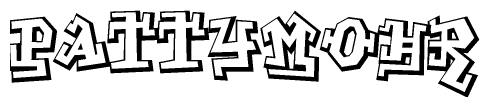 The clipart image depicts the word Pattymohr in a style reminiscent of graffiti. The letters are drawn in a bold, block-like script with sharp angles and a three-dimensional appearance.