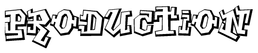 The clipart image features a stylized text in a graffiti font that reads Production.