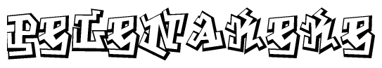 The clipart image depicts the word Pelenakeke in a style reminiscent of graffiti. The letters are drawn in a bold, block-like script with sharp angles and a three-dimensional appearance.