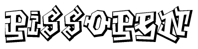 The clipart image features a stylized text in a graffiti font that reads Pissopen.