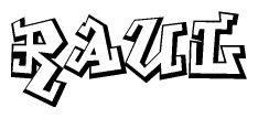 The clipart image features a stylized text in a graffiti font that reads Raul.