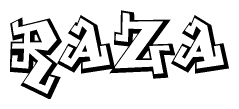 The clipart image features a stylized text in a graffiti font that reads Raza.