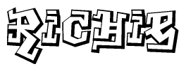 The image is a stylized representation of the letters Richie designed to mimic the look of graffiti text. The letters are bold and have a three-dimensional appearance, with emphasis on angles and shadowing effects.