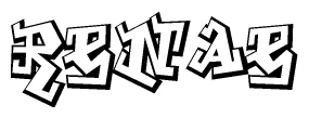 The image is a stylized representation of the letters Renae designed to mimic the look of graffiti text. The letters are bold and have a three-dimensional appearance, with emphasis on angles and shadowing effects.