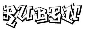 The clipart image depicts the word Ruben in a style reminiscent of graffiti. The letters are drawn in a bold, block-like script with sharp angles and a three-dimensional appearance.