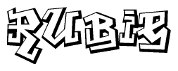The clipart image depicts the word Rubie in a style reminiscent of graffiti. The letters are drawn in a bold, block-like script with sharp angles and a three-dimensional appearance.