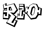 The clipart image features a stylized text in a graffiti font that reads Rio.