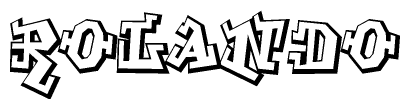 The clipart image depicts the word Rolando in a style reminiscent of graffiti. The letters are drawn in a bold, block-like script with sharp angles and a three-dimensional appearance.