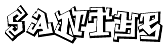 The clipart image depicts the word Santhe in a style reminiscent of graffiti. The letters are drawn in a bold, block-like script with sharp angles and a three-dimensional appearance.