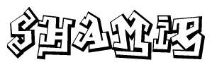 The clipart image features a stylized text in a graffiti font that reads Shamie.