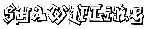 The clipart image depicts the word Shawnlike in a style reminiscent of graffiti. The letters are drawn in a bold, block-like script with sharp angles and a three-dimensional appearance.