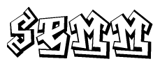 The clipart image depicts the word Semm in a style reminiscent of graffiti. The letters are drawn in a bold, block-like script with sharp angles and a three-dimensional appearance.