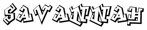 The clipart image features a stylized text in a graffiti font that reads Savannah.