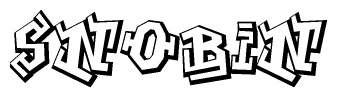 The clipart image depicts the word Snobin in a style reminiscent of graffiti. The letters are drawn in a bold, block-like script with sharp angles and a three-dimensional appearance.