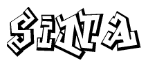 The clipart image features a stylized text in a graffiti font that reads Sina.