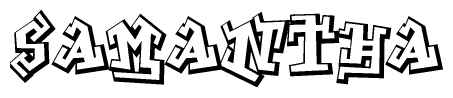 The clipart image depicts the word Samantha in a style reminiscent of graffiti. The letters are drawn in a bold, block-like script with sharp angles and a three-dimensional appearance.