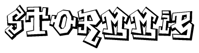 The clipart image depicts the word Stormmie in a style reminiscent of graffiti. The letters are drawn in a bold, block-like script with sharp angles and a three-dimensional appearance.