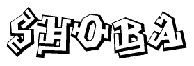 The clipart image depicts the word Shoba in a style reminiscent of graffiti. The letters are drawn in a bold, block-like script with sharp angles and a three-dimensional appearance.